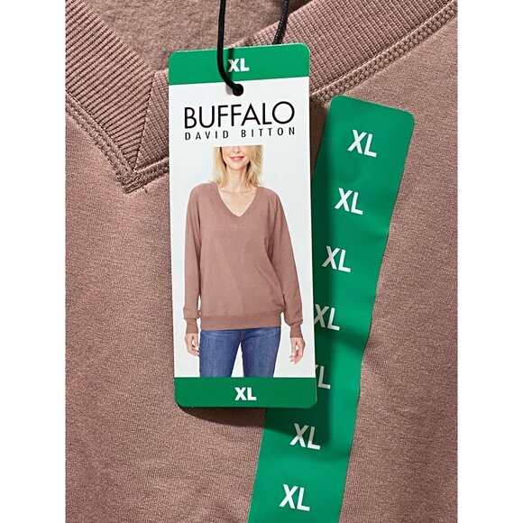 NWT Buffalo David Bitton Women Super Soft V-Neck Pullover Sweatshirt, T Rouse - Picture 5 of 11